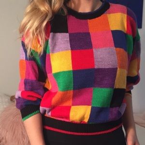 Patchwork rainbow sweater